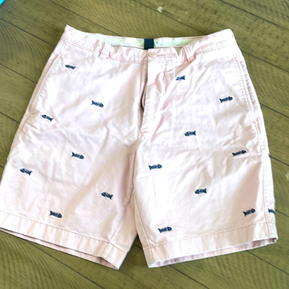 J Crew Pink Canvas Shorts with Fishbones - Men’s 33